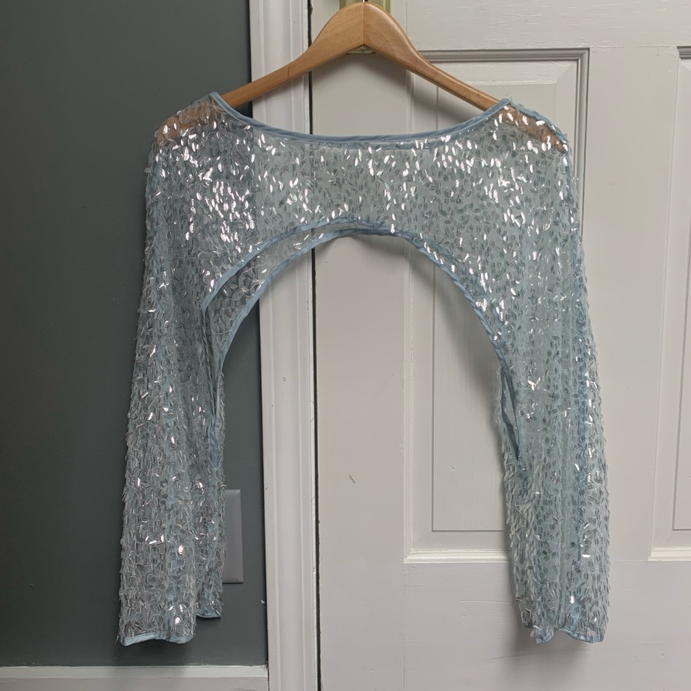 Anthropologie Blue Sequin Blouse